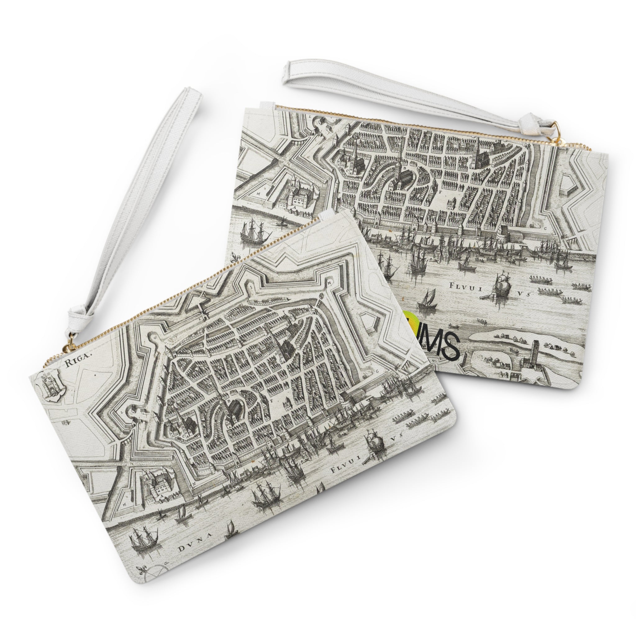 Terra Incognita Rigensis — Historic City Map Clutch Bag, 17th Century Riga Wristlet, Vintage Cartography Purse