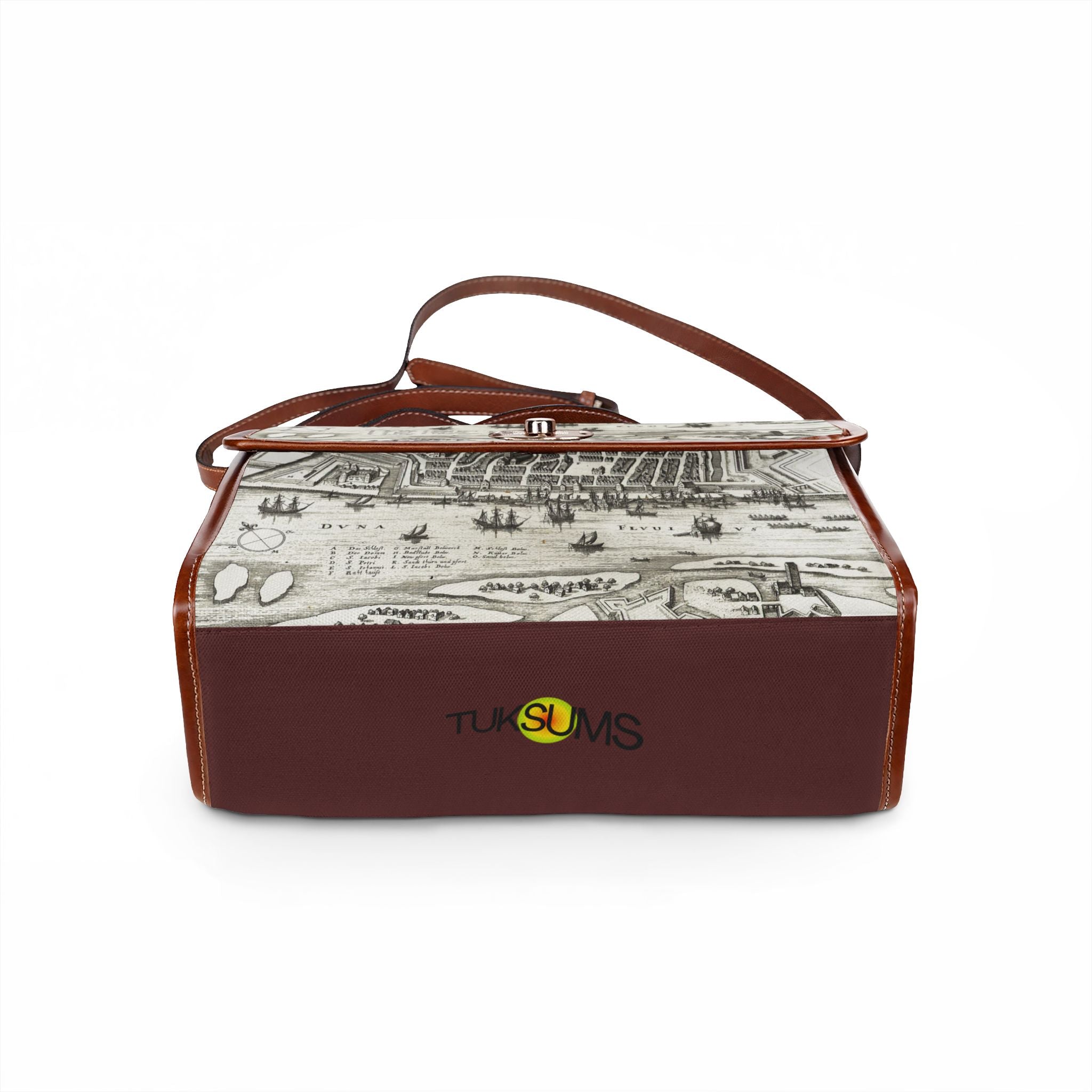 Terra Incognita Rigensis: Vintage Map Canvas Bag — Waterproof Travel Satchel with Historic City Print